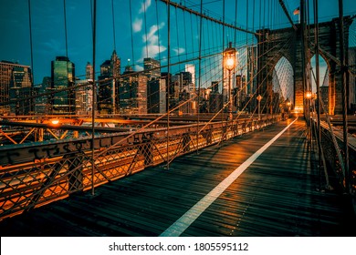 Brooklyn Bridge by night, New York, USA. - Powered by Shutterstock