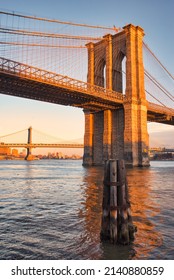 Brooklyn Bridge During Sunset In Winter