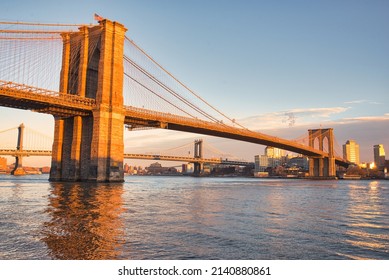 Brooklyn Bridge During Sunset In Winter