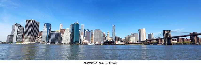 Brooklyn Bridge and Lower Manhattan panorama, New York