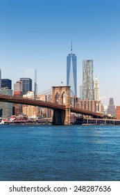 Brooklyn Bridge and Manhattan skyline New York city sunshine US - Shutterstock ID 248287636