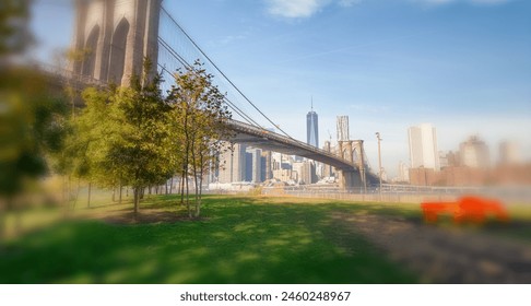 Brooklyn Bridge and Manhattan skyline as seen from Brooklyn Bridge Park, New York City - NY -USA. - Powered by Shutterstock