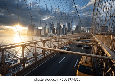 Brooklyn bridge and New York City skyline, NewYork City, USA - Powered by Shutterstock