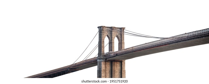 The Brooklyn Bridge (New York, USA) isolated on white background - Shutterstock ID 1951751920