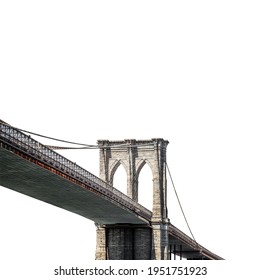 The Brooklyn Bridge (New York, USA) Isolated On White Background