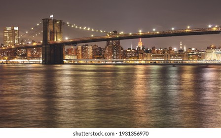 Brooklyn Bridge At Night, USA.