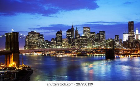 Brooklyn Bridge And Skyline At Night 