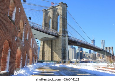 Brooklyn Bridge In A Sunny Winter Morning