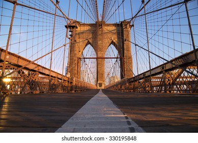 Brooklyn Bridge At Sunrise, New York City