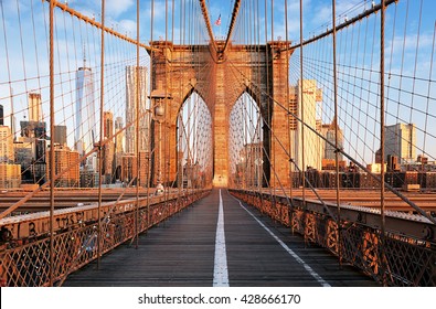 Brooklyn Bridge at sunrise, New York City , Manhattan - Shutterstock ID 428666170