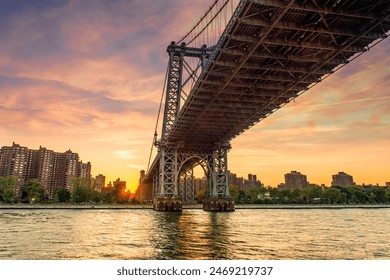 Brooklyn bridge at sunset, beautiful sky and colors. - Powered by Shutterstock