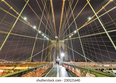 Brooklyn Bridge Tower And Cabling At Night.