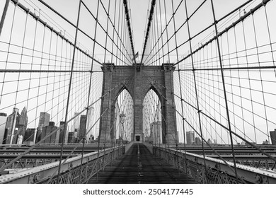 brooklyn landmark. Brooklyn bridge in ny, usa. brooklyn bridge of new york city. new york bridge connecting Manhattan and Brooklyn. Popular tourist attraction. urban architecture of new york city - Powered by Shutterstock