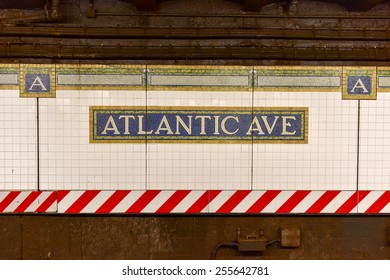 BROOKLYN, NEW YORK - FEBRUARY 22, 2015: Atlantic Avenue, Barclays Center Station In The New York City Subway System.