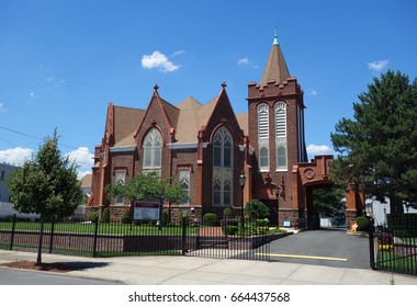 BROOKLYN, NEW YORK - JUNE 21, 2017: Trinity Tabernacle Church in Brooklyn, New York