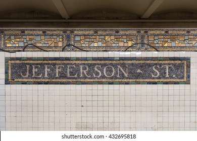 Brooklyn, New York - June 5, 2016: Jefferson Street Subway Station Along The L Train In The Bushwick Area Of Brooklyn, New York.