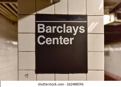 BROOKLYN, NEW YORK - MARCH 11, 2015: MTA Atlantic Av, Barclays Center Subway Station In Brooklyn, New York.