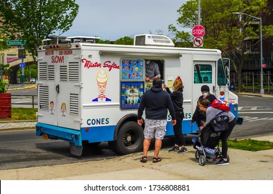 BROOKLYN, NEW YORK - MAY 19, 2020: Ice Cream Truck At The Coney Island In Brooklyn, New York