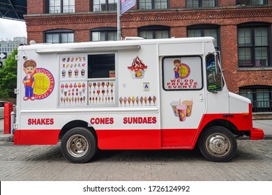 BROOKLYN, NEW YORK - MAY 4, 2020: Ice Cream Truck In Brooklyn, New York