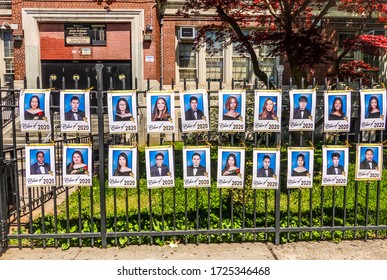 BROOKLYN, NEW YORK - MAY 7, 2020: James Madison High School Closed In Brooklyn, NY After New York City Closed Down The Public School System To Stop The Spread Of The Coronavirus (COVID-19)