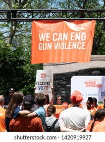 Brooklyn, New York / United States - June 8, 2019 - Protestors At The “Walk In Solidarity With Survivors” To End Gun Violence. Protestors Walked Across The Brooklyn Bridge From Brooklyn To Manhattan.