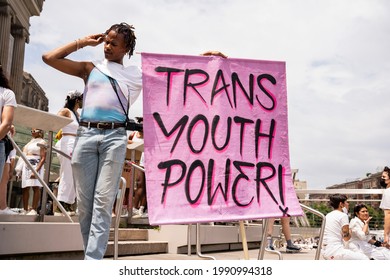 Brooklyn, New York, United States - JUNE 13 2021: Protest At Brooklyn For Trans Youth Rights.