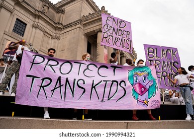 Brooklyn, New York, United States - JUNE 13 2021: Protest At Brooklyn For Trans Youth Rights.