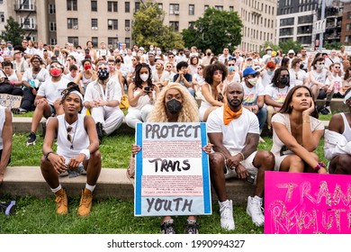 Brooklyn, New York, United States - JUNE 13 2021: Protest At Brooklyn For Trans Youth Rights.