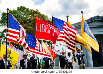 Brooklyn, New York, USA - August 25, 2019: Greenwood  Cemetery Battle Of Brooklyn During Revolutionary War