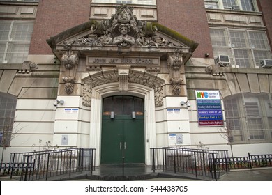 Brooklyn, New York, USA, Dec. 27, 2016: Facade Of The John Jay High School Located In Park Slope, Brooklyn. Dec. 27, 2016 In Brooklyn, NY, USA