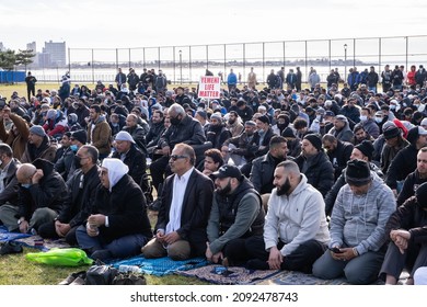 Brooklyn, New York, USA - December 17, 2021: Brooklyn, Bensonhurst Park On Caesar Bay: Meeting In Memory Of Fadhi Moosa, Bodega Worker Killed In Flatbush Ave Bodega On December 15, 2021