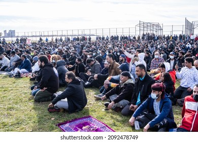 Brooklyn, New York, USA - December 17, 2021: Brooklyn, Bensonhurst Park On Caesar Bay: Meeting In Memory Of Fadhi Moosa, Bodega Worker Killed In Flatbush Ave Bodega On December 15, 2021