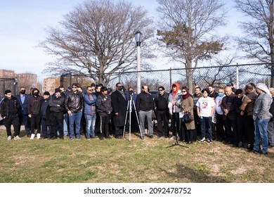 Brooklyn, New York, USA - December 17, 2021: Brooklyn, Bensonhurst Park On Caesar Bay: Meeting In Memory Of Fadhi Moosa, Bodega Worker Killed In Flatbush Ave Bodega On December 15, 2021