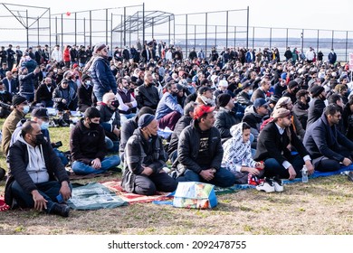 Brooklyn, New York, USA - December 17, 2021: Brooklyn, Bensonhurst Park On Caesar Bay: Meeting In Memory Of Fadhi Moosa, Bodega Worker Killed In Flatbush Ave Bodega On December 15, 2021