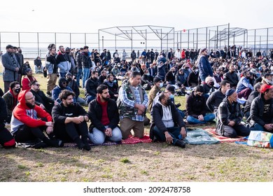 Brooklyn, New York, USA - December 17, 2021: Brooklyn, Bensonhurst Park On Caesar Bay: Meeting In Memory Of Fadhi Moosa, Bodega Worker Killed In Flatbush Ave Bodega On December 15, 2021