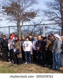 Brooklyn, New York, USA - December 17, 2021: Brooklyn, Bensonhurst Park On Caesar Bay: Meeting In Memory Of Fadhi Moosa, Bodega Worker Killed In Flatbush Ave Bodega On December 15, 2021