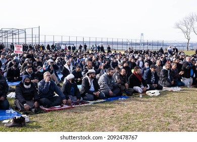 Brooklyn, New York, USA - December 17, 2021: Brooklyn, Bensonhurst Park On Caesar Bay: Meeting In Memory Of Fadhi Moosa, Bodega Worker Killed In Flatbush Ave Bodega On December 15, 2021