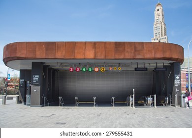 BROOKLYN, NY - APRIL 25, 2014:  View Of New York City Subway Station At Barclays Center Atlantic Avenue.