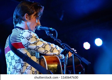 Brooklyn, NY; Jan 2018 - Mid/Bust Shot Of Drake Bell As He Performs An Acoustic Show