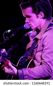 Brooklyn, NY; Jan 2018 - Mid/Bust Shot Of Drake Bell As He Performs An Acoustic Show