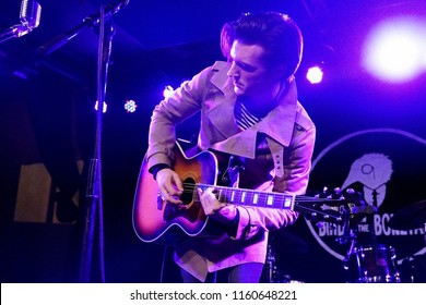 Brooklyn, NY; Jan 2018 - Mid/Bust Shot Of Drake Bell As He Performs An Acoustic Show