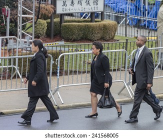 Brooklyn, NY - January 04, 2015: Attorney General Nominee Loretta Lynch Attends Ceremony At Aievoli Funeral Home For The Funeral Of Slain New York City Police Officer Wenjian Liu