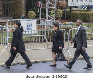 Brooklyn, NY - January 04, 2015: Attorney General Nominee Loretta Lynch Attends Ceremony At Aievoli Funeral Home For The Funeral Of Slain New York City Police Officer Wenjian Liu