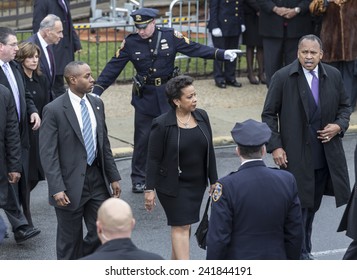 Brooklyn, NY - January 04, 2015: Attorney General Nominee Loretta Lynch Attends Ceremony At Aievoli Funeral Home For The Funeral Of Slain New York City Police Officer Wenjian Liu