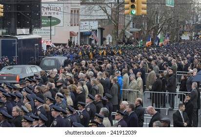 Brooklyn, NY - January 04, 2015: Atmosphere During Ceremony At Aievoli Funeral Home For The Funeral Of Slain New York City Police Officer Wenjian Liu