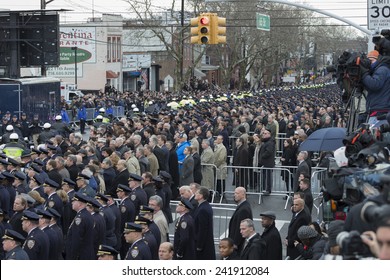 Brooklyn, NY - January 04, 2015: Atmosphere During Ceremony At Aievoli Funeral Home For The Funeral Of Slain New York City Police Officer Wenjian Liu