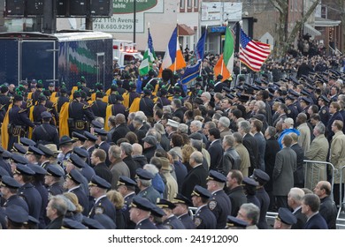 Brooklyn, NY - January 04, 2015: Atmosphere During Ceremony At Aievoli Funeral Home For The Funeral Of Slain New York City Police Officer Wenjian Liu