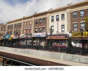 Brooklyn, NY - July 12 2012: View Of Storefronts At Newkirk Plaza In The Flatbush Neighborhood Of Brooklyn