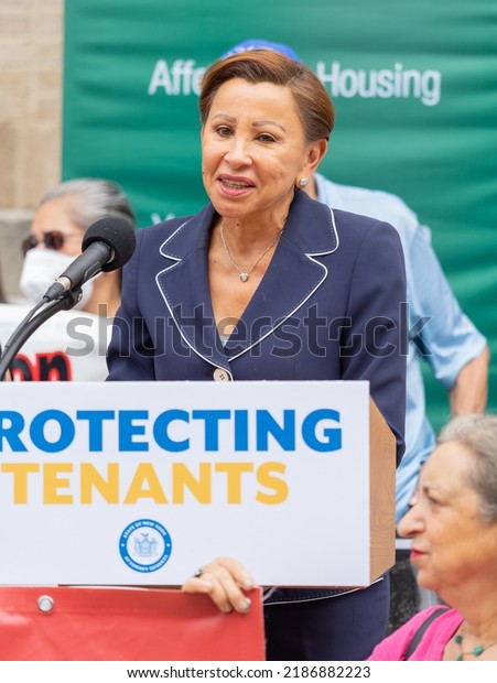 Brooklyn, NY USA August\
5, 2022. U.S. Representative Nydia Velazquez joins AG James as she\
announces she has secured $1.75 Million for tenants harassed by Ink\
Property Group. 