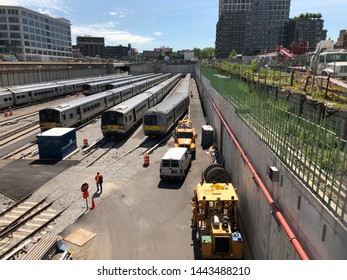 Brooklyn, NY / USA - June 2, 2019: Metropolitan Transportation Authority Subway Train Depot In Clinton Hill Neighborhood.